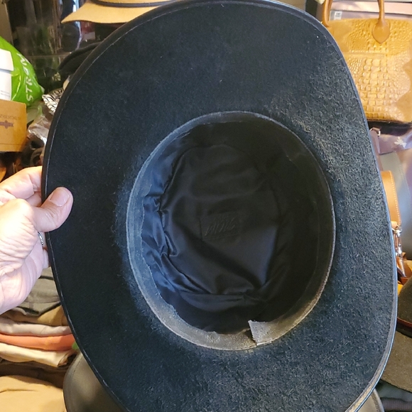 Black Leather Cowboy Hat - Picture 9 of 10